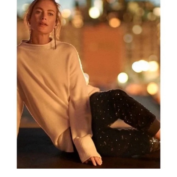 Anthropologie Saturday Sunday Black Sequin Joggers Size Medium - Picture 3 of 12